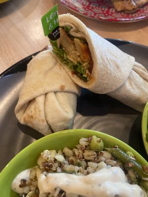 The big imitator wrap, green & grains and macho peas  at Nando's in Preston