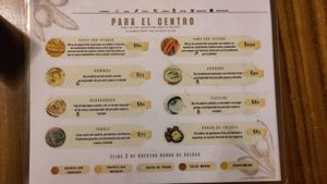 Menu at Balkan in Queretaro