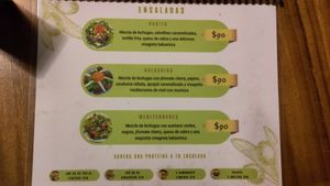 Menu at Balkan in Queretaro