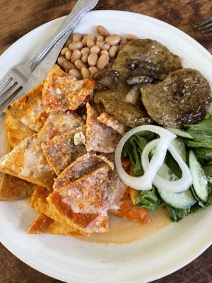 Chilaquiles with seitan  at Vegan Rubí in Ixtapa
