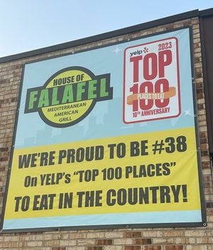 Made it to #38 on yelps top 100 restaurants in the country!  at House of Falafel in Farmington Hills