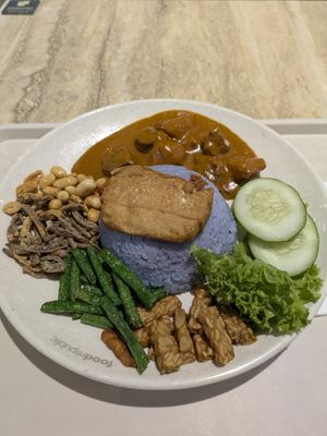 Blue Pea 10 Grains Nasi Lemak (with Tofu Topping) at Organic Vegetarian @ Pavilion KL in Kuala Lumpur