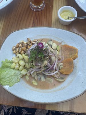 Vegan ceviche made with mushrooms  at Central Inka in Valparaiso