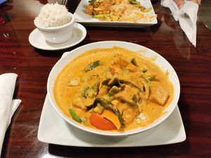Panag curry with fried tofu was rich and delicious! at Em-On's Thai Cafe in Naples