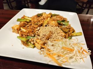 Pad Thai made vegan with steamed tofu also was so fresh and delicious!! at Em-On's Thai Cafe in Naples