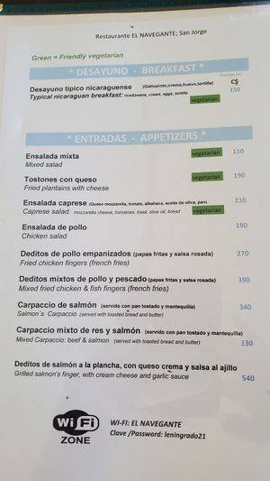 See green tagged items. at El Navegante in San Jorge