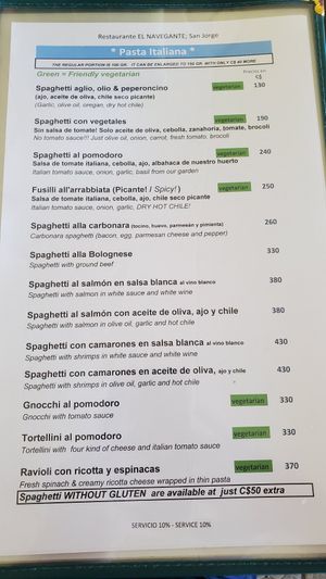 See green tagged items. at El Navegante in San Jorge