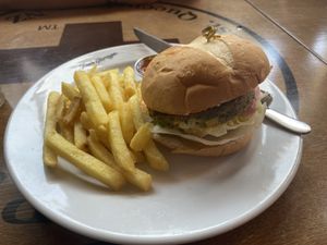 Vege burger, comes with fries   at Joe's Garage in Rolleston