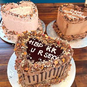 Vegan heart cakes at bloomer's in Mississauga