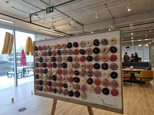 Custom donut wall for a lively and fun party at bloomer's in Mississauga