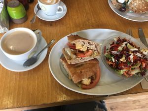 Vegan tofu sandwich at Cafe Louise in Kiryat Tivon