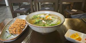 pho with mock duck at Koko Organic in Prague