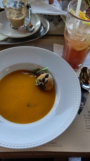Pumpkin soup at Városliget Café in Budapest