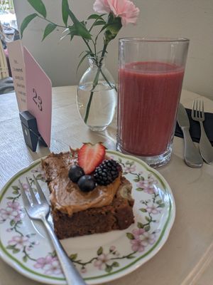 Banana bread and berry smoothie at Relove  in Helsinki