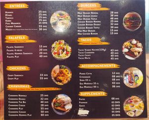 The Menu at Chawarma Canaan in Casablanca
