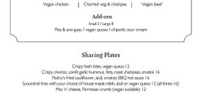 Evening menu  at Scoundrel in Christchurch