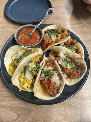 Three kinds of vegan tacos   at Scoundrel in Christchurch
