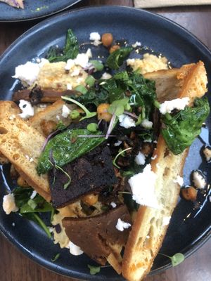 Sharing plate, hummus, vegan feta, chorizo.   at Scoundrel in Christchurch