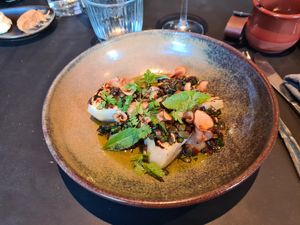 Tasteful and beatiful first course. at MellemRum in Aarhus