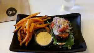 veggie burger with sweet potato fries at Glo - Laugavegur in Reykjavik