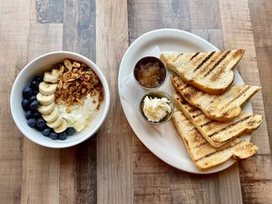 Housemade granola and yogurt and house jam  at The Porch in Santa Margarita