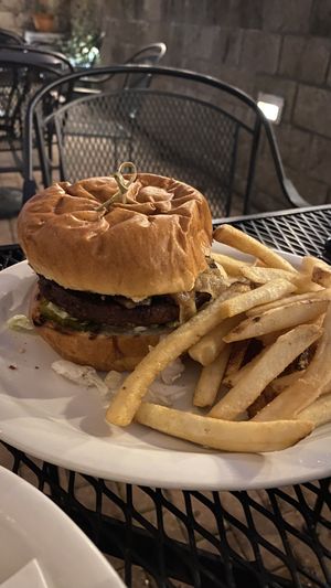 Vegan Porch Burger sans cheese    at The Porch in Santa Margarita