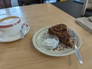 Apple crumble cake with coconut yoghurt at The Loft in Waiheke Island