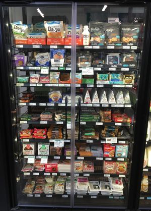 Plant-based meats and cheeses at Menomonie Market Food Co-op in Menomonie