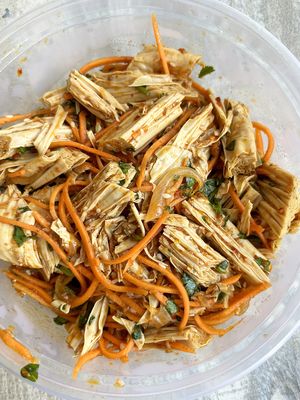 Vegan salad with soy asparagus (fuju), delivered at Soya Kim in Yerevan