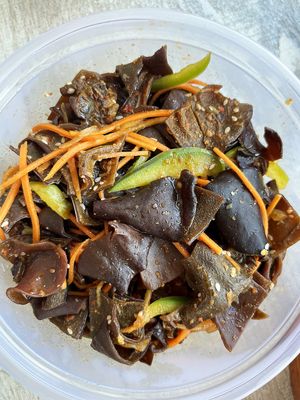 Vegan salad with Wood Ear mushrooms (mu er), delivered at Soya Kim in Yerevan