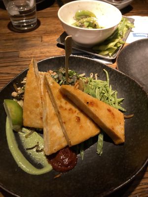 Crispy tofu (atop pad Thai) at Linger in Denver