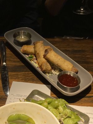 Spring rolls w/ Impossible Meat at Linger in Denver