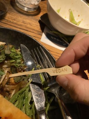 The confidence-instilling toothpick in your vegan dish at Linger in Denver