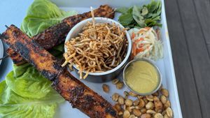Lettuce wraps with skewered tofu   at Linger in Denver