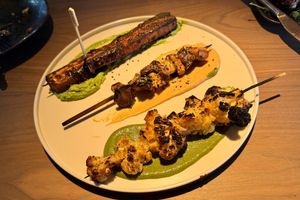 Vegan skewer trio  at Linger in Denver