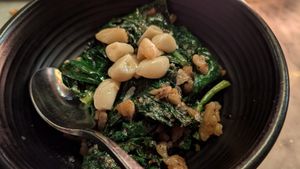 Chinese broccoli, walnut pesto, garlic confit at Joule in Seattle