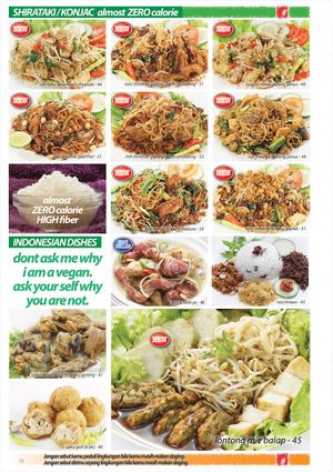 menu at La Vegan in Surabaya