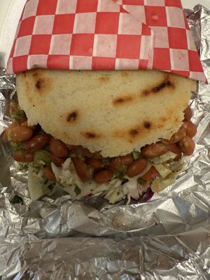 Super Arepa Supreme Vegan with pinto beans  at El Callejon Latin Food in Golden
