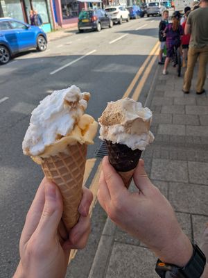 Apple & salted caramel, mandarin, cappuccino flavours 😊 at Georgio's in Llanberis