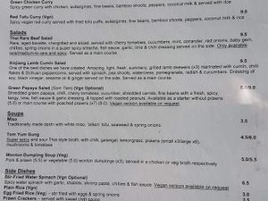 part of menu at KIN in London