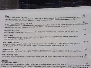 part of menu at KIN in London