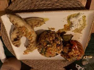 Delicious catchupa with additional banana  at Art Kafé in Santa Maria