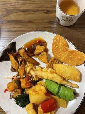 Tea and food  at Vô Vi in Hanoi