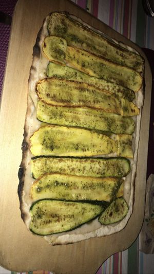 Tarte flambé de courgette  at Eve au Paradis Vegan in Mulhouse