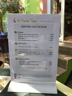 Menu  at Eve au Paradis Vegan in Mulhouse