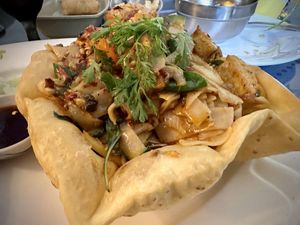 Vegan pad kee mao. A+. Also had vegan crispy rolls. 😋  at Thai Spice in Corpus Christi