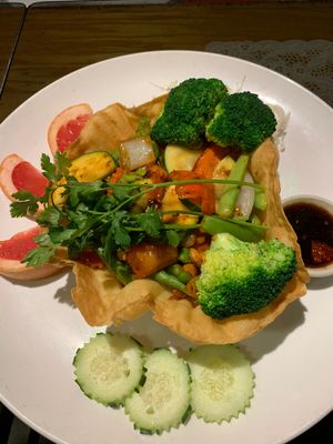 Spicy vegetables with cashews  at Thai Spice in Corpus Christi