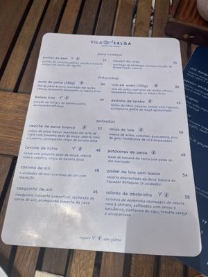 Cardápio   at Vila Salga in Ilhabela