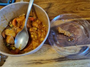 Piece of meat in the "vegan" stew... at Shani's African Snacks in Hamburg