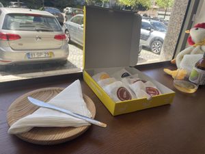 A little table to seat and eat   at Happy Cookie in Porto